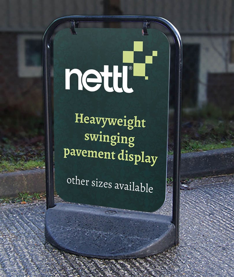 Heavyweight swinging pavement display by Nettl of Exeter