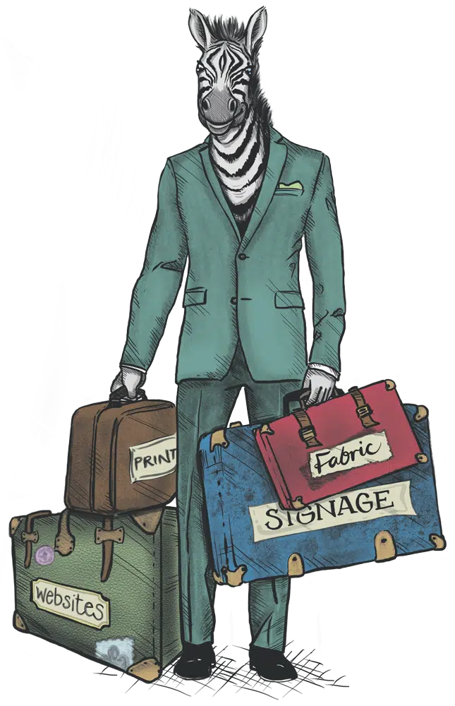 Zac illustration carrying multiple suitcases