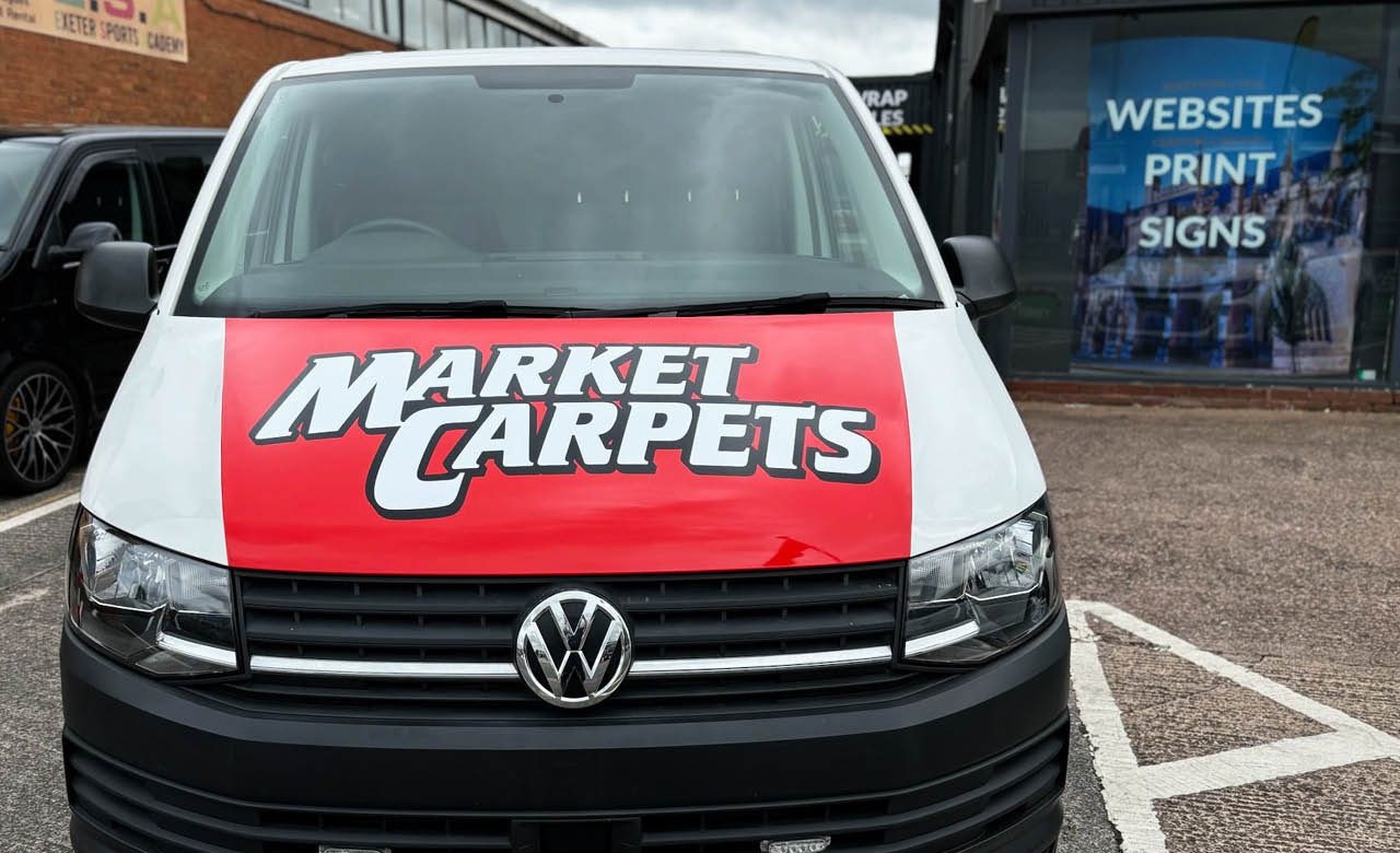 Vehicle graphics design and print for Exeter-based Market Carpets.