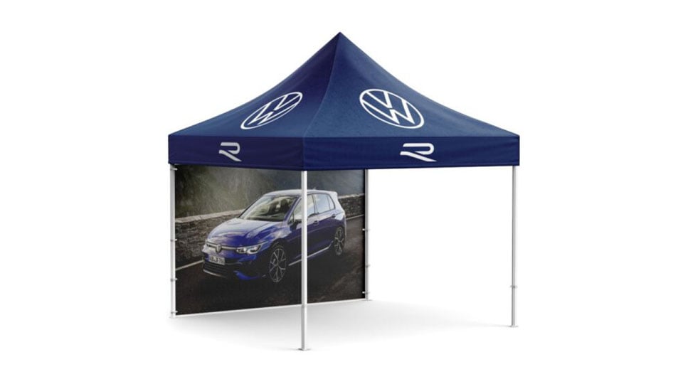 Example of a black printed gazebo with one wall and no sides by Nettl of Exeter