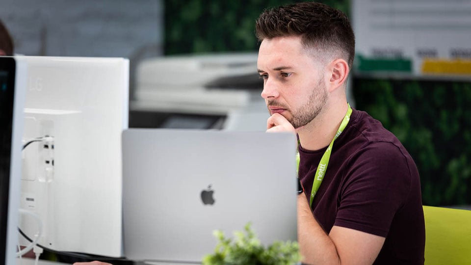 Tom working on on-page changes to improve the Search Engine Optimisation for one of our SEO Exeter clients.