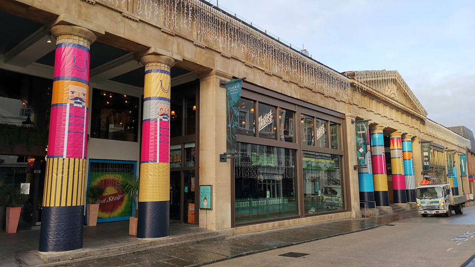 Nettl of Exeter printed and fit Christmas banners that were on display at the Guildhall Centre in Exeter