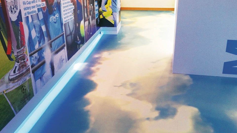 Floor graphics designed and printed by Nettl and installed at Man City.