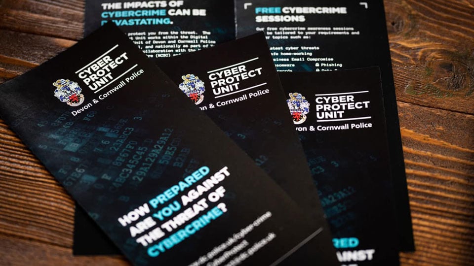 Information leaflets for Devon and Cornwall police. Printed and designed by the experienced design team at Nettl of Exeter.