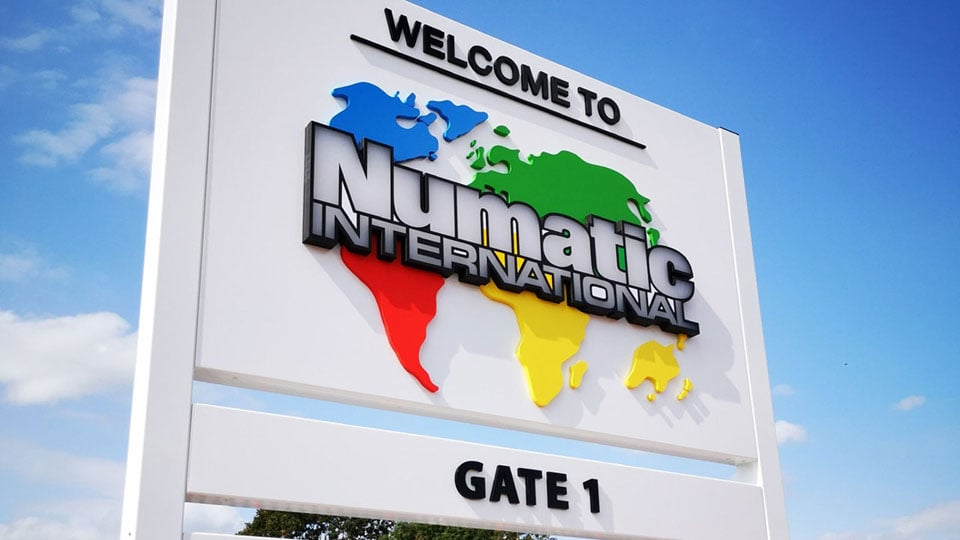 3D sign for Numatic International designed and installed by Nettl of Exeter.