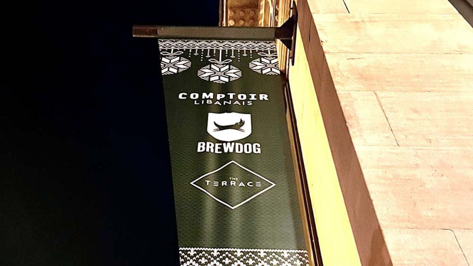 Large-scale PVC banner for Comptoir Libanais by Nettl of Exeter.