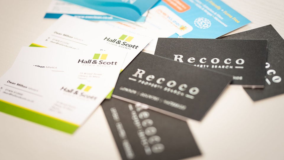 We both design and print business cards at Nettl of Exeter.