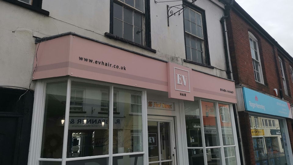 Multi layer shop signage designed, produced and installed by the sign team at Nettl of Exeter.