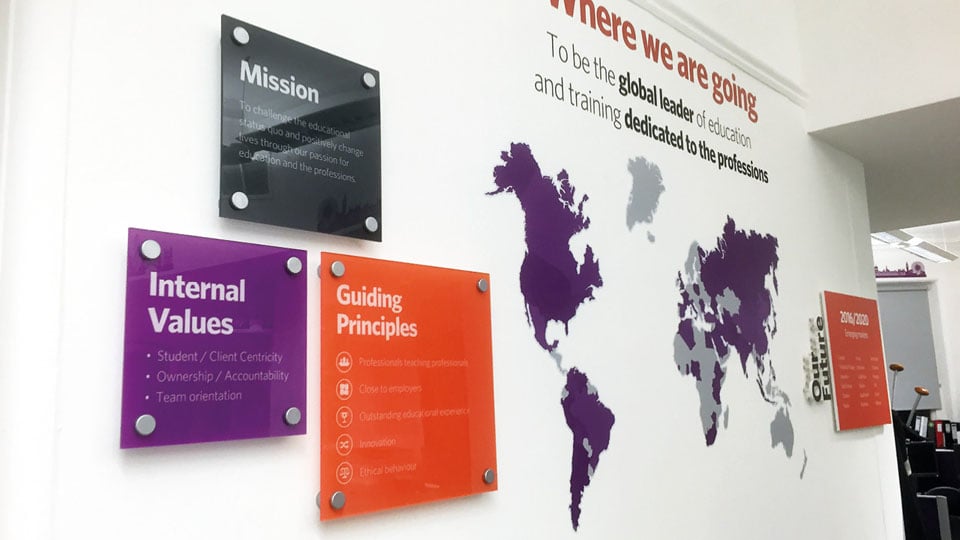 Wall graphic and interior signage installed and fit by the Nettl installation team in Exeter.