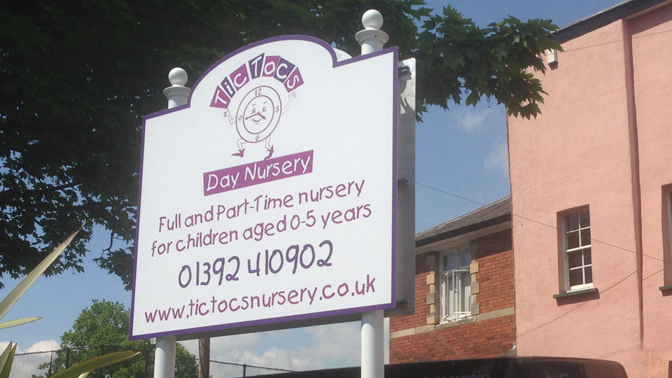 TicTocs day nursery exterior building signage by our expert design team.