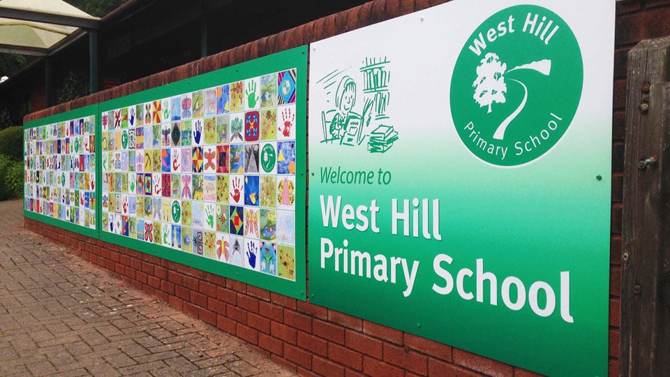 School Signage for West Hill Primary School installed and designed by Nettl in Exeter.