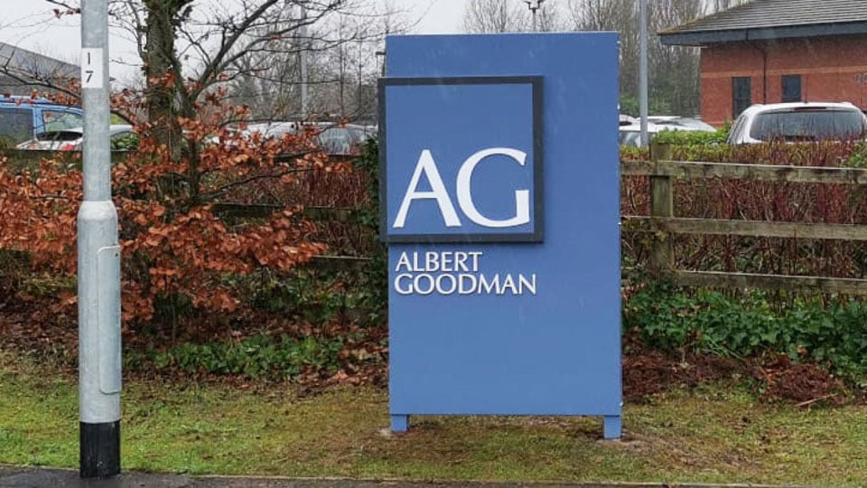 AG Albert Goodman have a totem installed outside their premises to showcase the location of their business from the road.