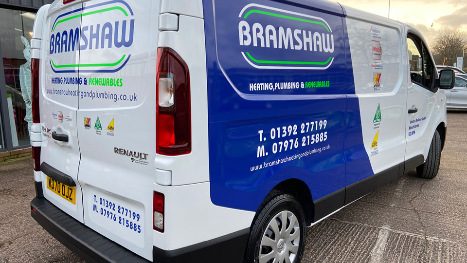 A new van for Exeter based heating and plumbing specialists, Bramshaw. The design and print was both completed by the Creative team at Nettl of Exeter.